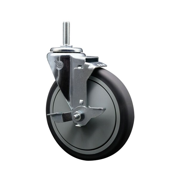 6 Inch Thermoplastic  Rubber Wheel Swivel 34 Inch Threaded Stem Caster with Brake SCC